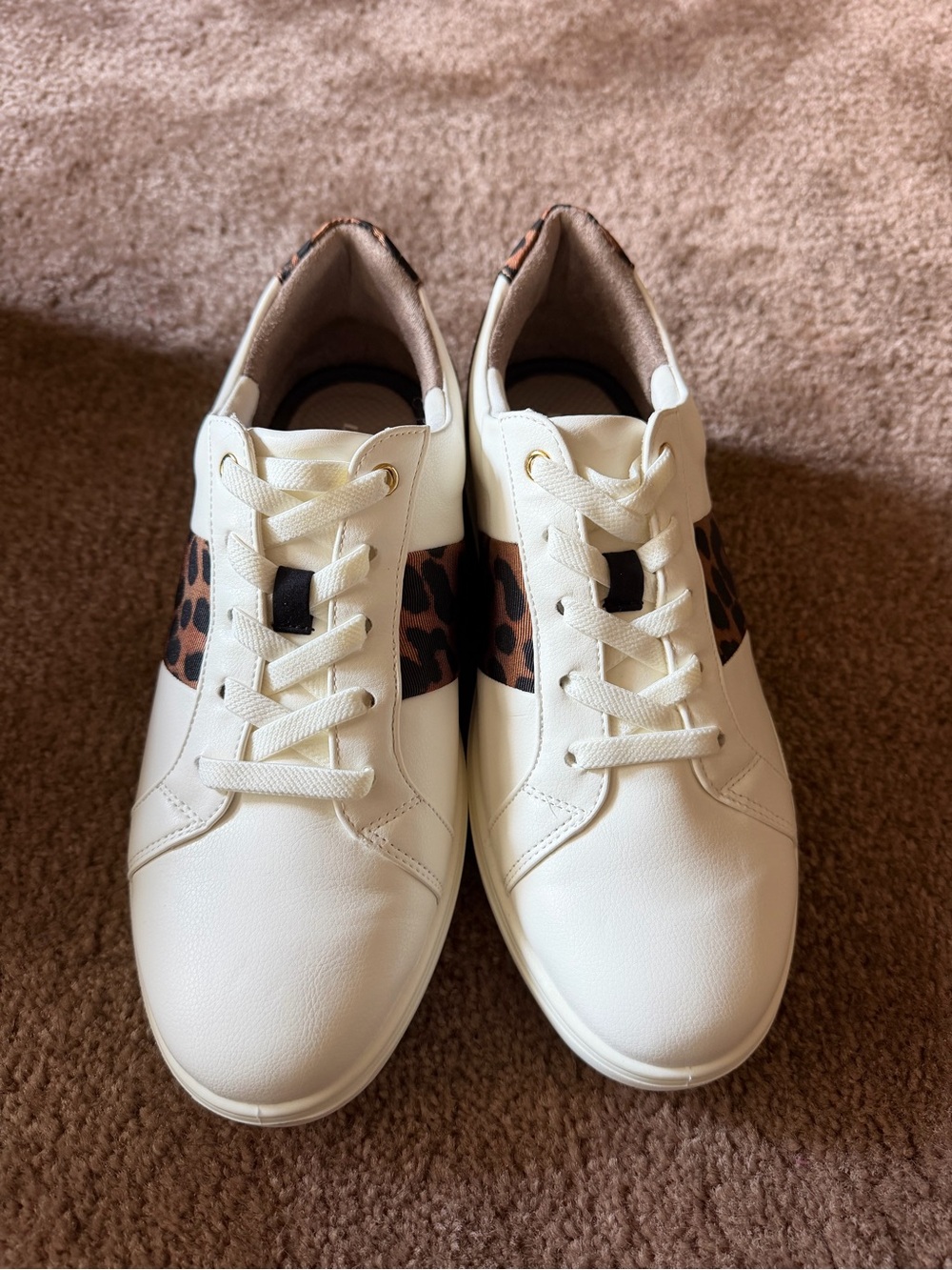 Bzees life stride Cream Sneakers with Leopard Accent